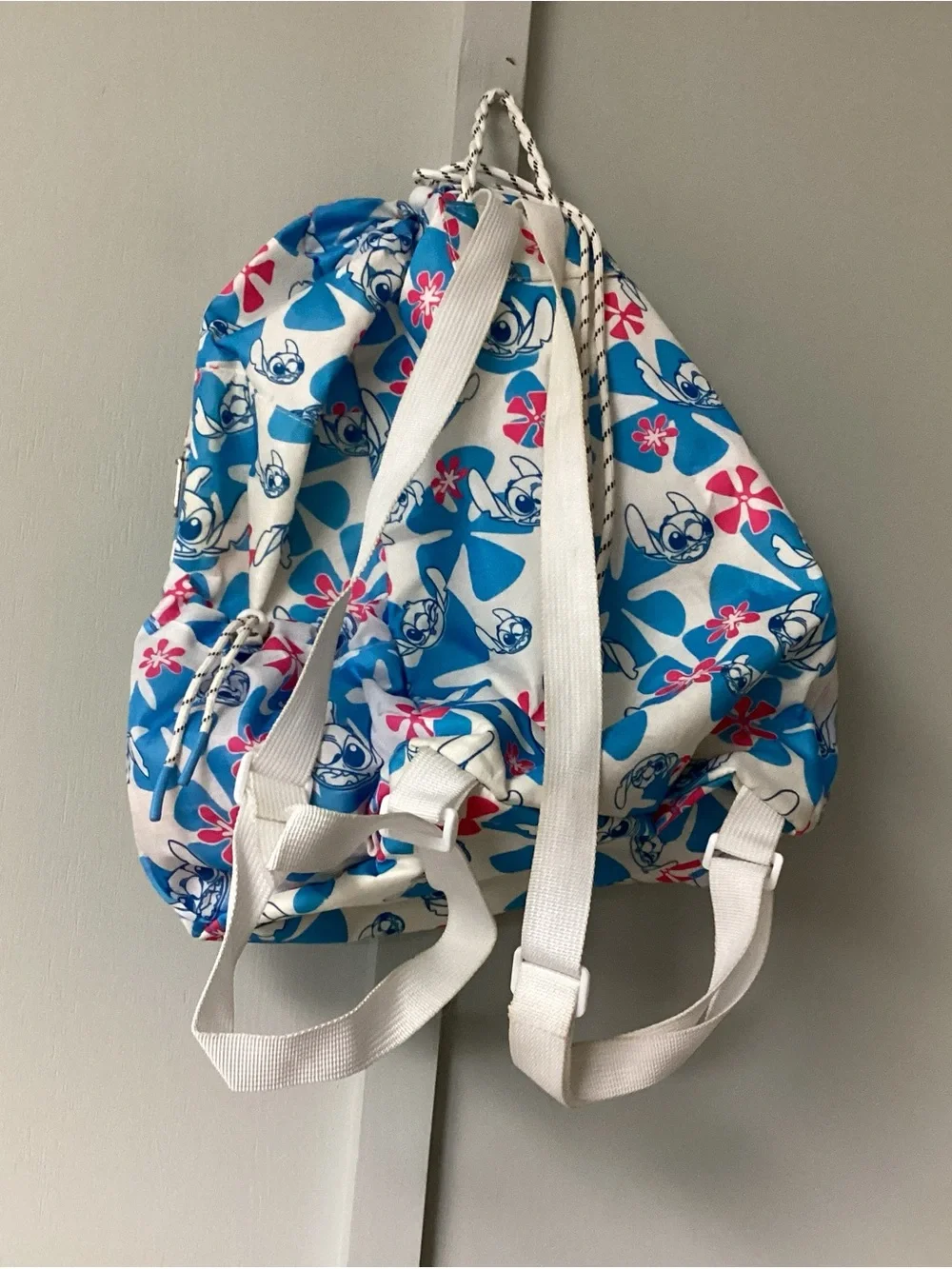Blue & White Kids Backpack with Stitch Print Disney